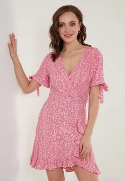 LELA FLORAL RUFFLE DETAIL - Vestido Informal - Fuchsia , Mujer -LELA Tienda b0dd8b2370734d1ea3a1bdb543d45e20