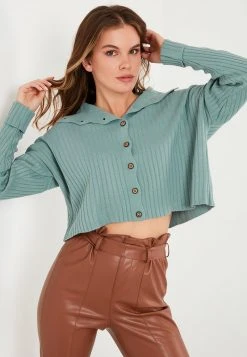 LELA HIGH COLLAR - Chaqueta De Punto - Sea Green, Mujer 7 LELA HIGH COLLAR - Chaqueta De Punto - Sea Green, Mujer -LELA Tienda b524b20fb8f74bb883ae21d7d188450e