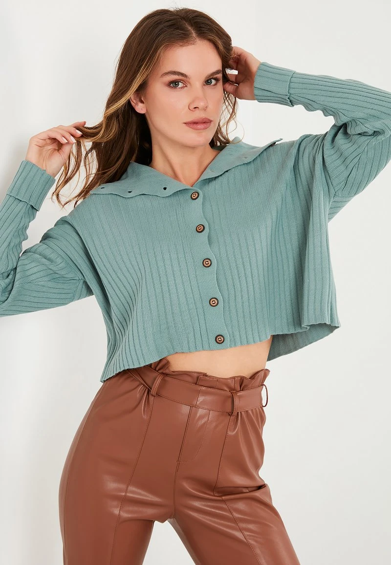 LELA HIGH COLLAR - Chaqueta De Punto - Sea Green, Mujer 4 LELA HIGH COLLAR - Chaqueta De Punto - Sea Green, Mujer - Imagen 4