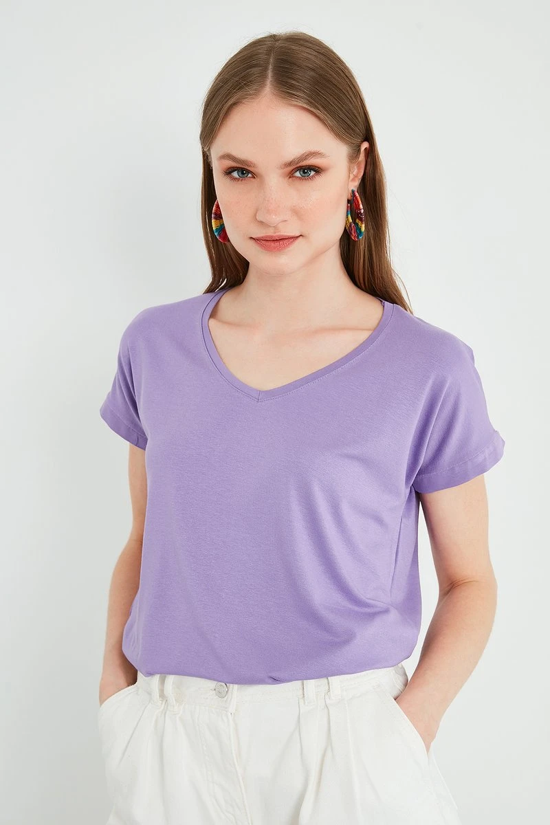 LELA Camiseta Básica - Lilac , Mujer 1 LELA Camiseta Básica - Lilac , Mujer