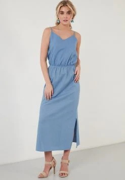 LELA Vestido Informal - Blue , Mujer -LELA Tienda bb1a030d26a94eaeb7a1101bad88fc82