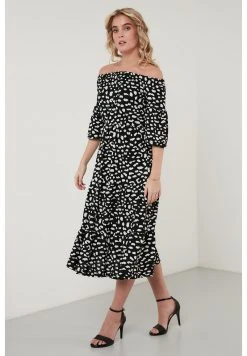 LELA FLOWERED CARMEN THREE QUARTER SLEEV - Vestido Informal - Black Lepoard , Mujer -LELA Tienda bcc1a8972b004694a8b3fc638c2fedf3