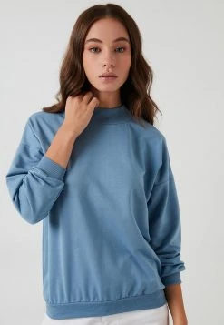 LELA HIGH COLLAR BASIC SWEATSHIRT - Sudadera - Blue , Mujer