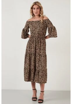 LELA FLOWERED CARMEN THREE QUARTER SLEEV - Vestido Informal - Leopard , Mujer -LELA Tienda cb180b07b93d4450bd7e6cb2d8c7ccfd