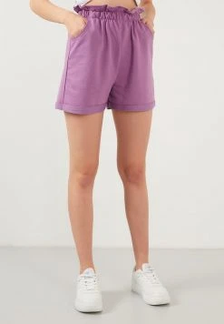 LELA WITH ELASTIC WAIST POCKETS - Shorts - Lilac, Mujer