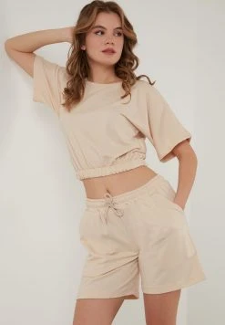 LELA CROP - Shorts - Stone Colored , Mujer