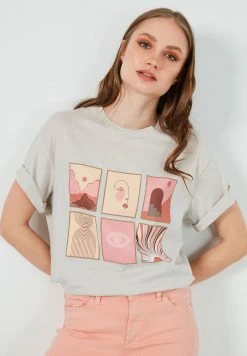 LELA Camiseta Estampada - Stone Colored , Mujer -LELA Tienda e0888465afca48f0a21db50e66294f8f