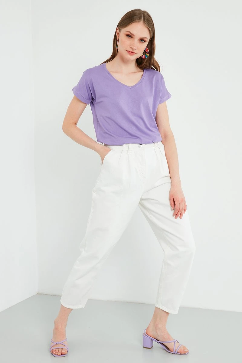 LELA Camiseta Básica - Lilac , Mujer 2 LELA Camiseta Básica - Lilac , Mujer - Imagen 2
