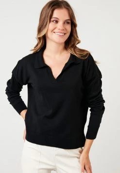 LELA NECK - Jersey De Punto - Black , Mujer
