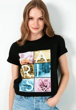 LELA Camiseta Estampada - Black , Mujer