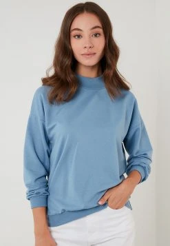 LELA HIGH COLLAR BASIC SWEATSHIRT - Sudadera - Blue , Mujer -LELA Tienda ee90ae45f7c34d3ca228807afbc9992c