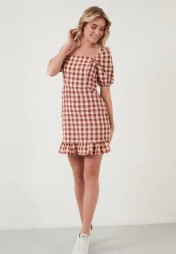 LELA Vestido Informal - Brick Red , Mujer