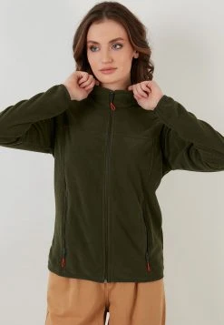 LELA HIGH COLLAR ZIPPER - Forro Polar - Khaki, Mujer -LELA Tienda f916039e740e4a9d8383c67fa1bc390b