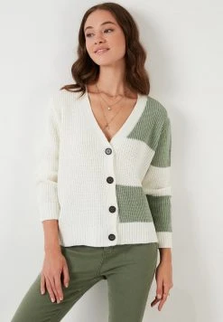 LELA Chaqueta De Punto - Green, White , Mujer