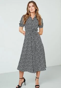 LELA Vestido Camisero - Black-white , Mujer