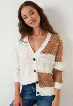 LELA Chaqueta De Punto - Camel, White , Mujer