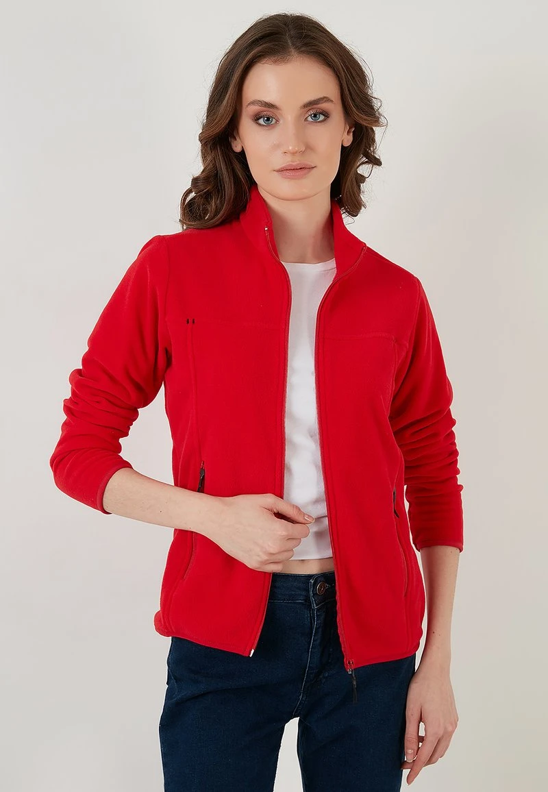 LELA HIGH COLLAR ZIPPER - Forro Polar - Red , Mujer 3 LELA HIGH COLLAR ZIPPER - Forro Polar - Red , Mujer - Imagen 3